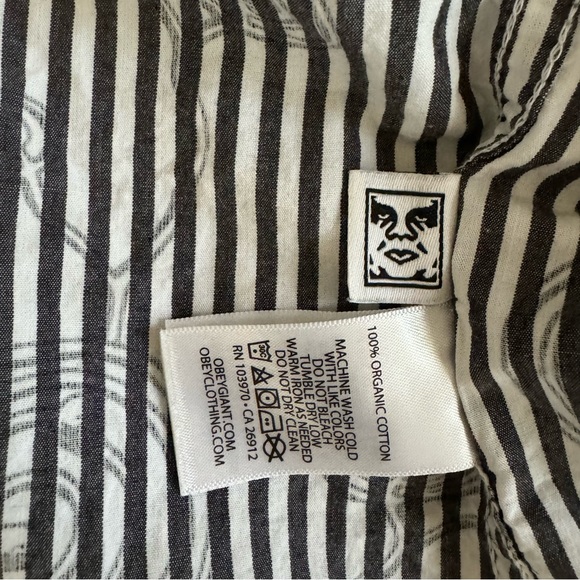 OBEY UNDERTONE WOVEN ORGANIC BUTTON-DOWN COLLARED SHIRT SIZE MEDIUM - Picture 8 of 9